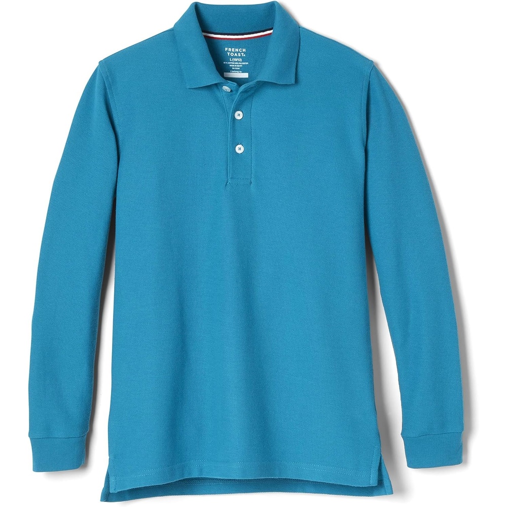 image:imageFrench Toast Boys Pique Polo School Uniform Shirt with Long Sleeves for Boys and GirlsTeal