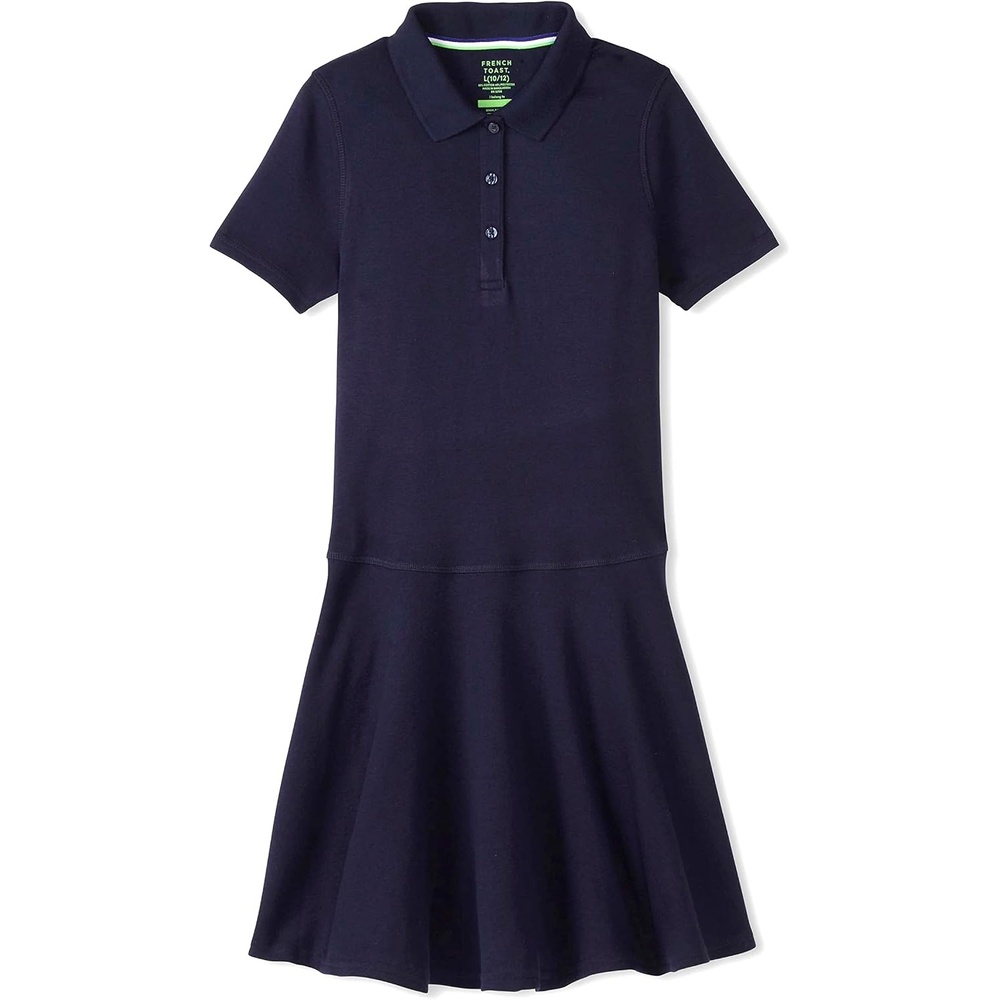 image:imageFrench Toast Girls Adaptive Short Sleeve Polo Dress with Hidden Hook and Loop Placket ClosureNavy New