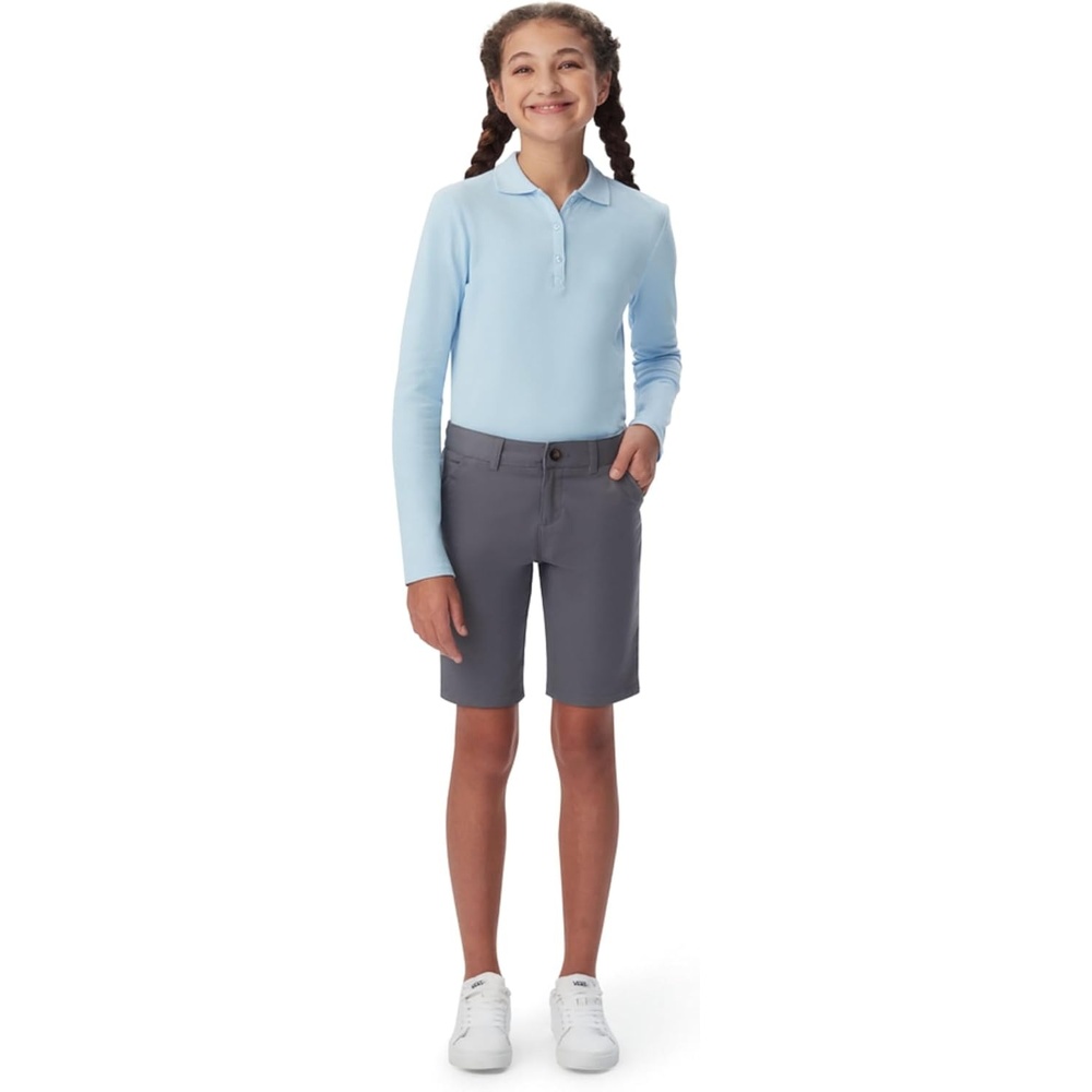 image:imageFrench Toast Girls Adjustable Waist Twill Bermuda ShortsGrey