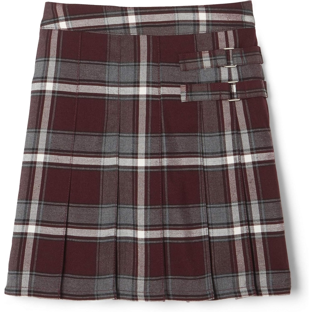 image:imageFrench Toast Girls Plaid Adjustable Waist PleatedFront Twotab ScooterBurgundy Plaid