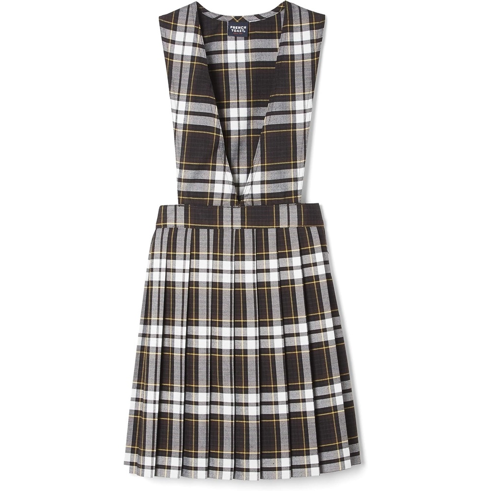 image:imageFrench Toast Girls Plaid VNeck JumperBrown Plaid