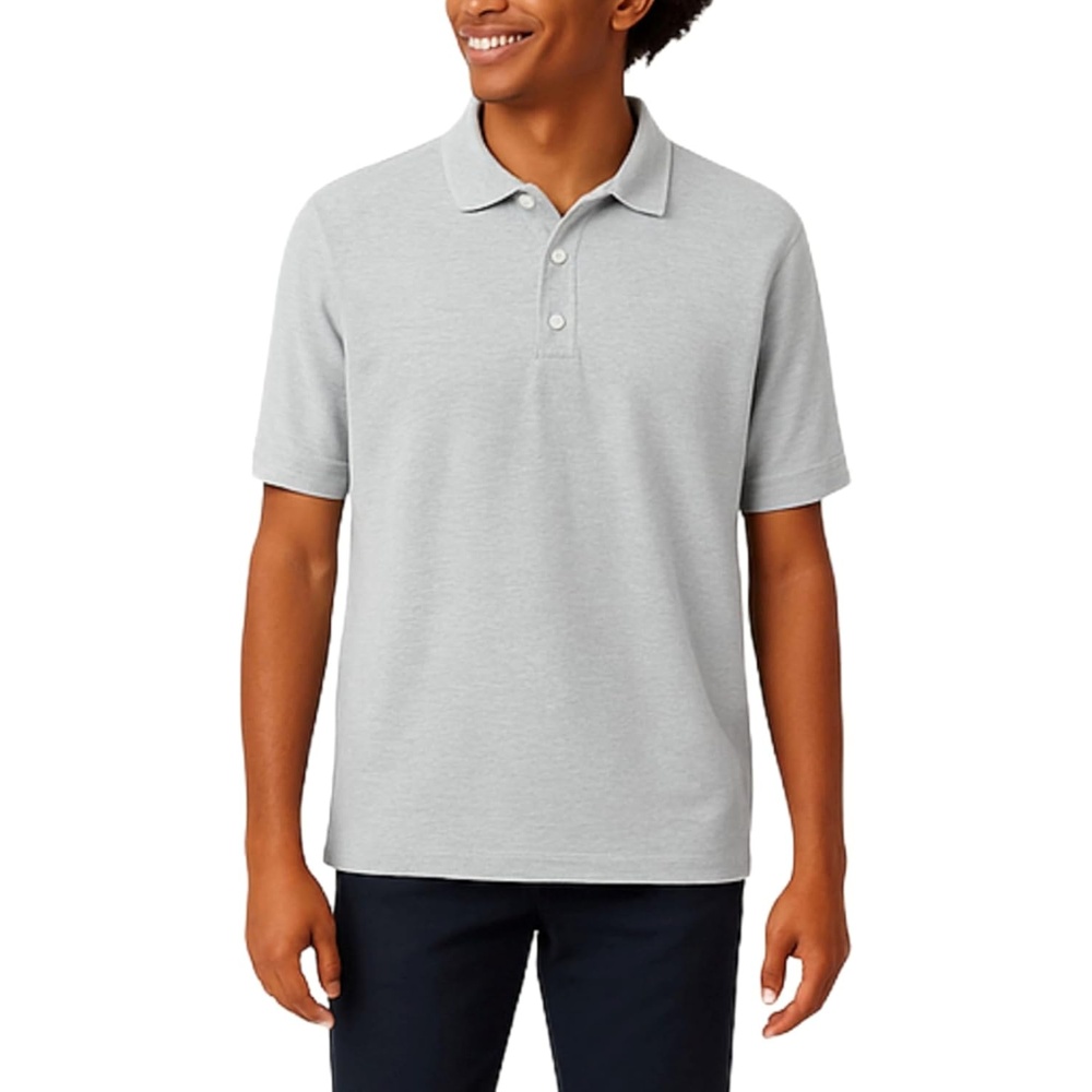 image:imageFrench Toast Unisex Adult Pique Polo Standard amp HuskyHeather Gray
