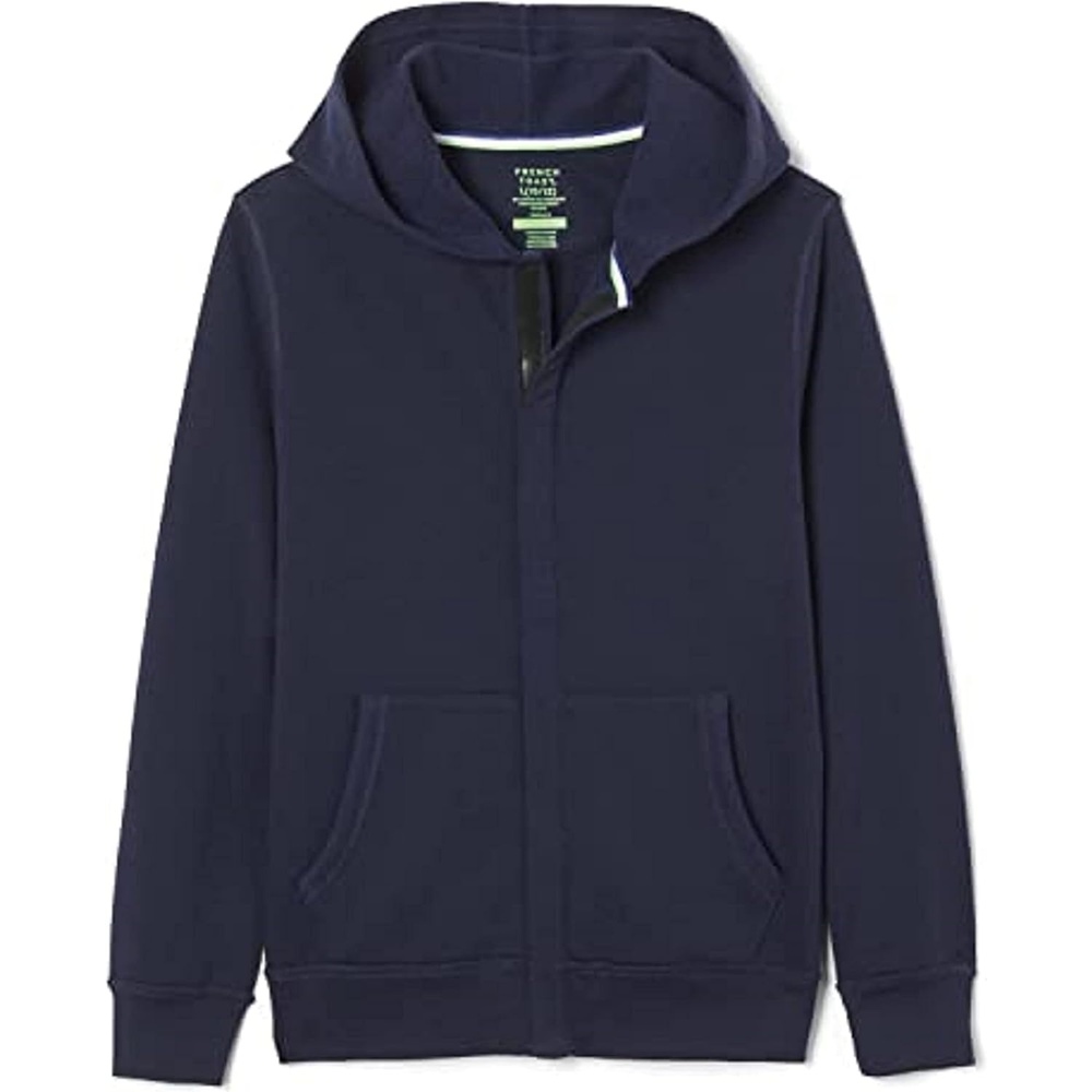 image:imageFrench Toast Unisex Child Adaptive Long Sleeve Fleece Hoodie With Flat Seams And Hidden Hook Loop Closure SweatshirtNavy