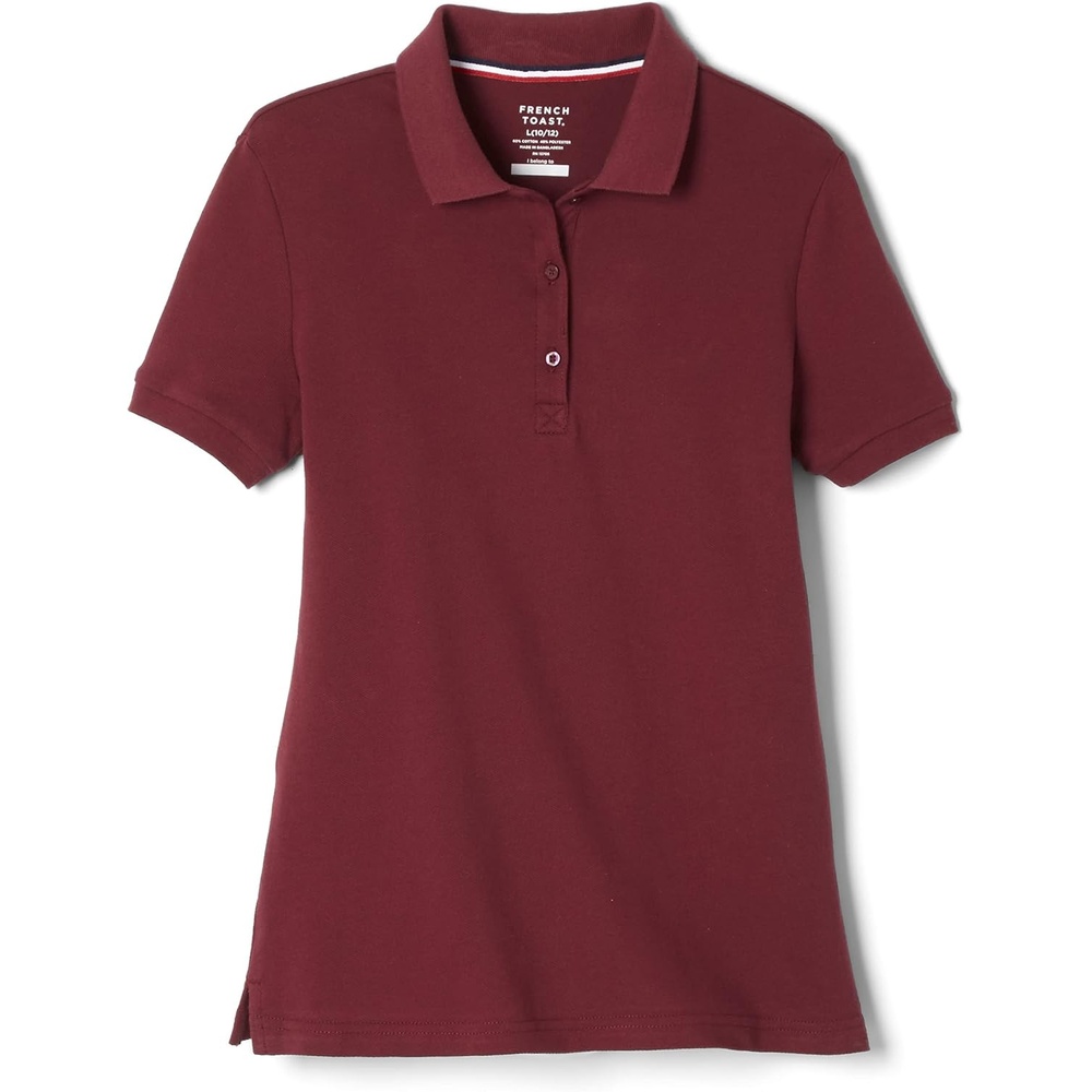 image:imageFrench Toast Womens Juniors Short Sleeve Stretch Pique Polo ShirtBurgundy