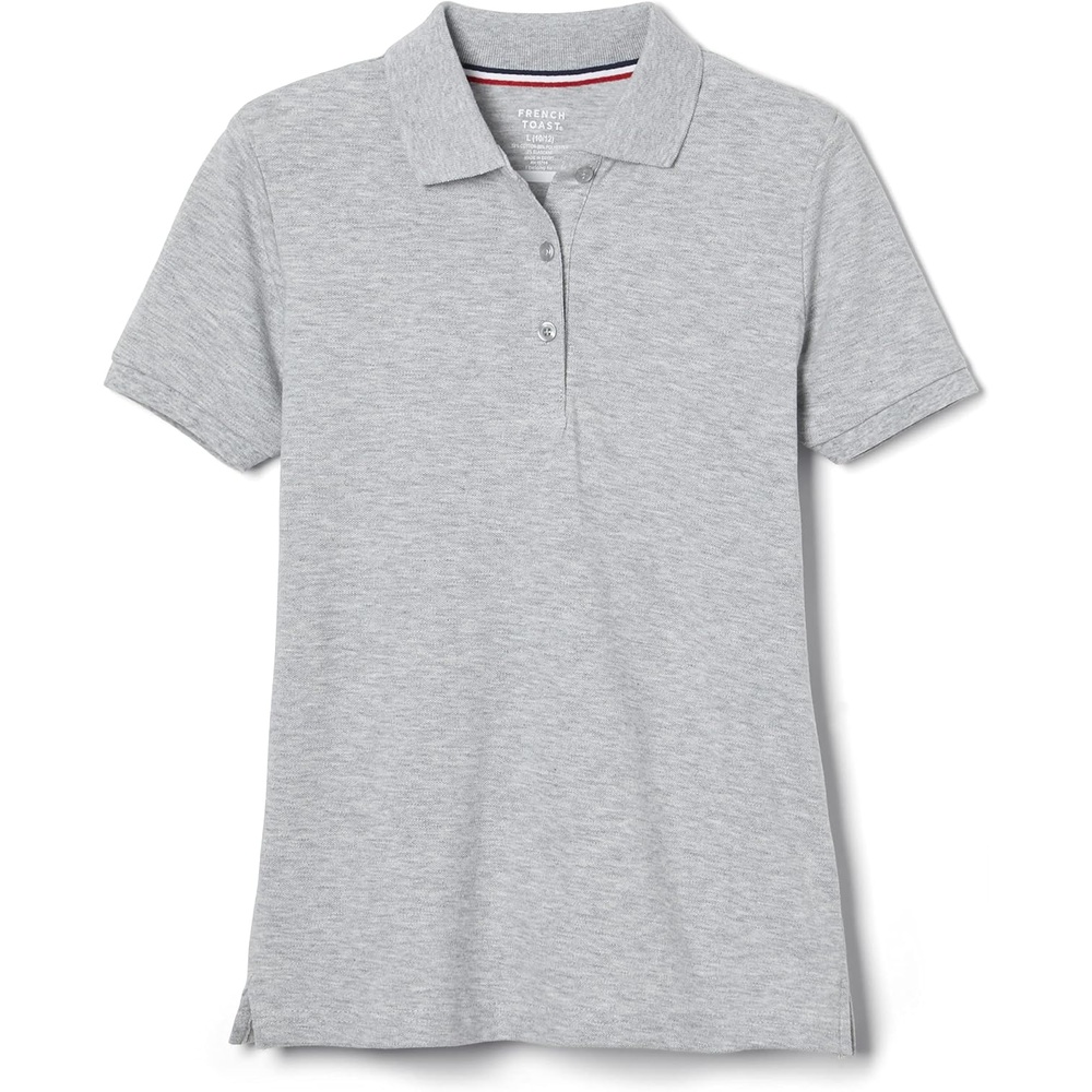 image:imageFrench Toast Womens Juniors Short Sleeve Stretch Pique Polo ShirtGrey