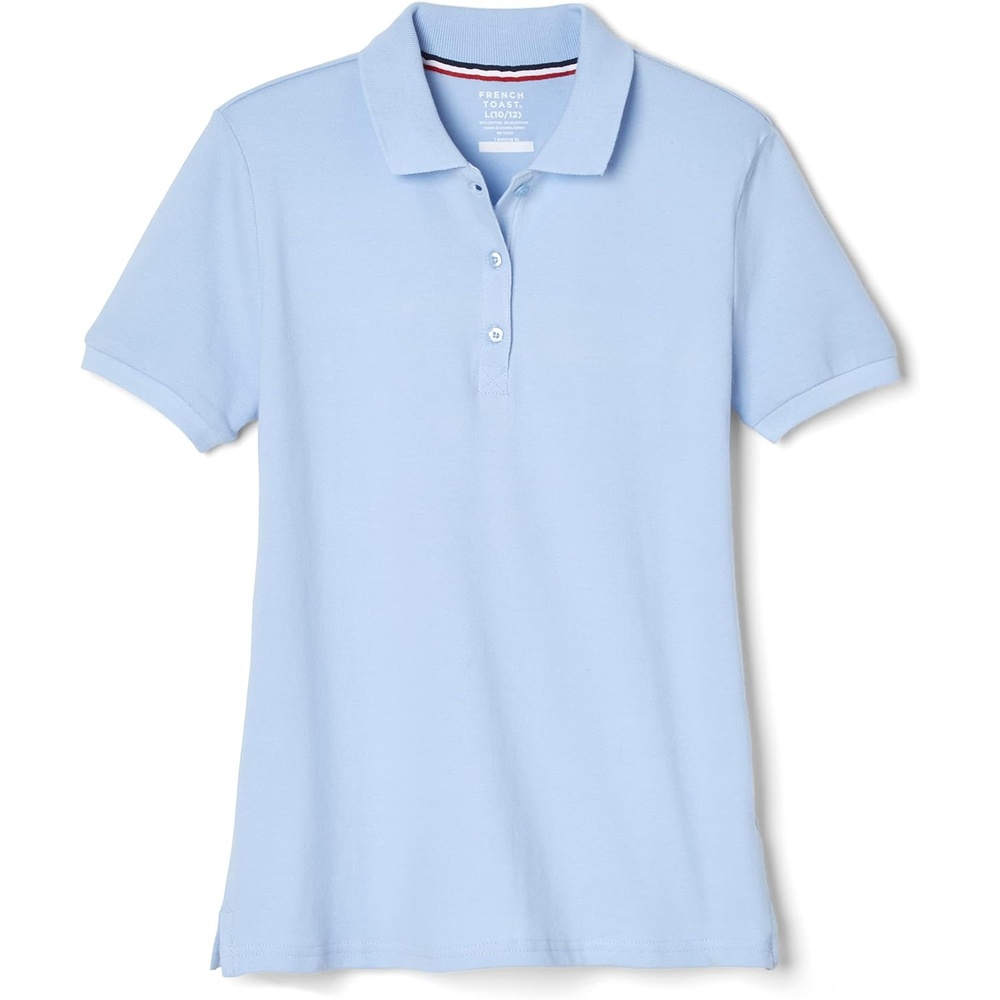 image:imageFrench Toast Womens Juniors Short Sleeve Stretch Pique Polo ShirtLight Blue