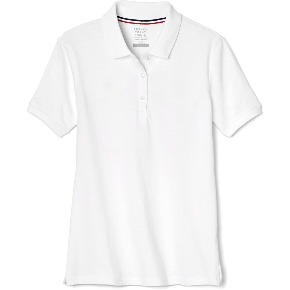 image:imageFrench Toast Womens Juniors Short Sleeve Stretch Pique Polo ShirtWhite