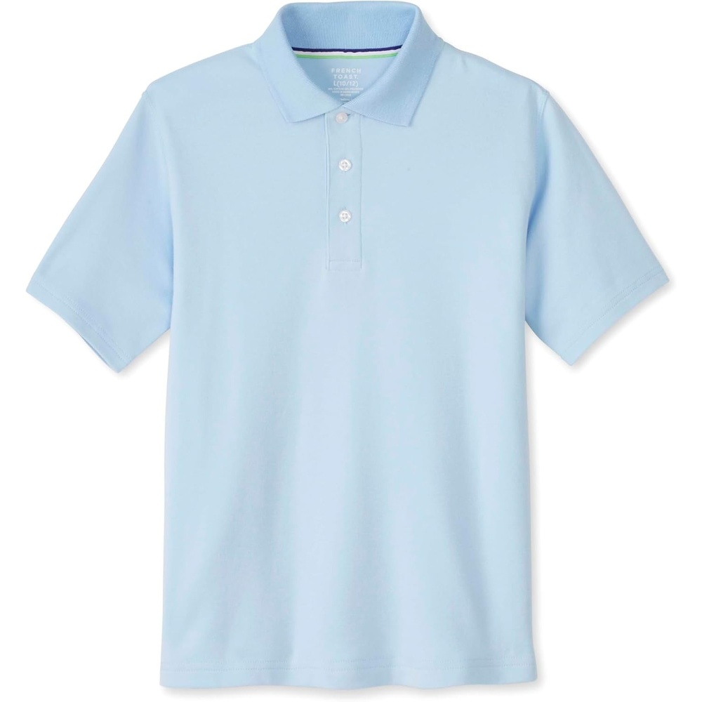 image:imageFrench Toast Young Mens Adaptive Short Sleeve Interlock PoloLight Blue