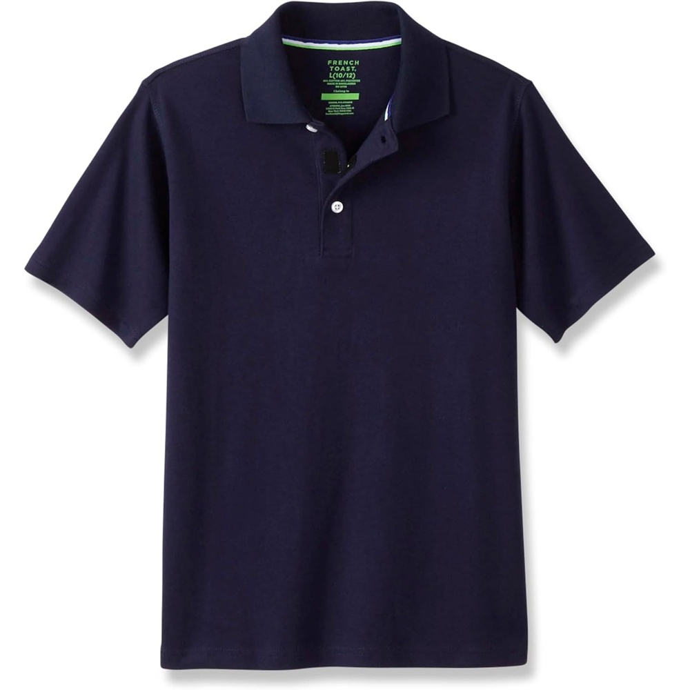 image:imageFrench Toast Young Mens Adaptive Short Sleeve Interlock PoloNavy