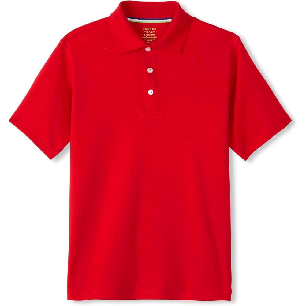 image:imageFrench Toast Young Mens Adaptive Short Sleeve Interlock PoloRed
