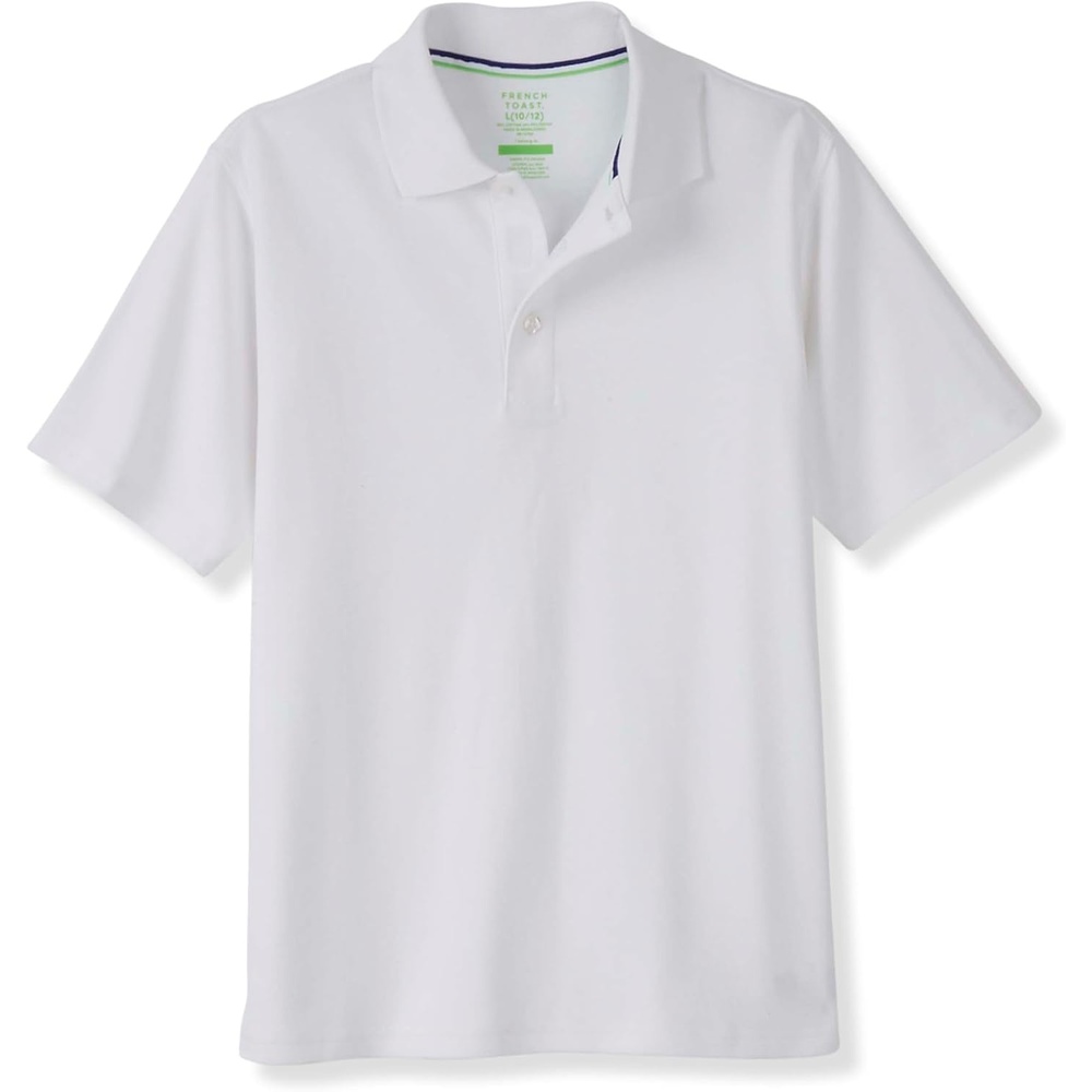 image:imageFrench Toast Young Mens Adaptive Short Sleeve Interlock PoloWhite