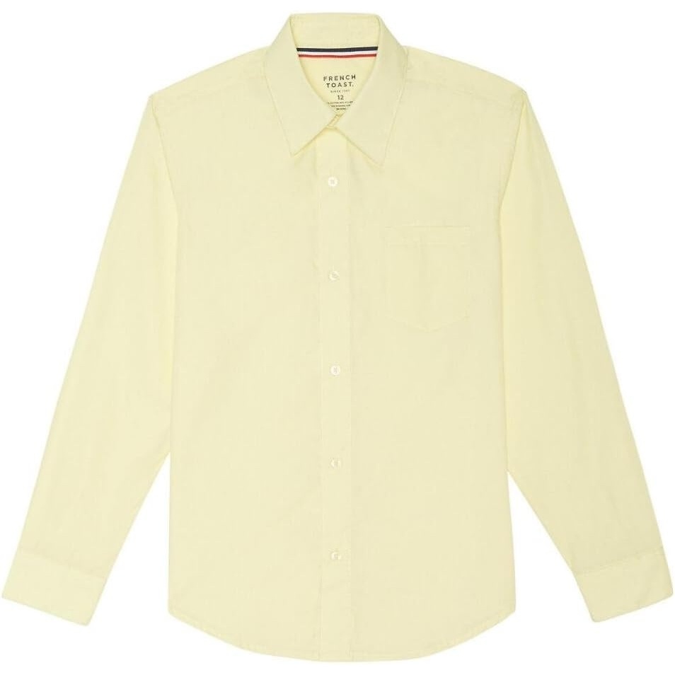 image:imageFrench Toast Young Mens Expandable Collar Button Up Shirt with Long SleevesYellow