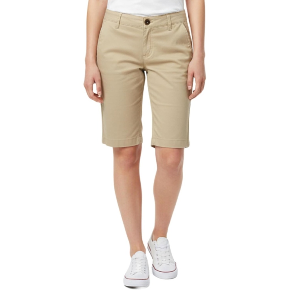 image:imageFrench Toast Young Womens Juniors Stretch Twill Bermuda ShortsBeige