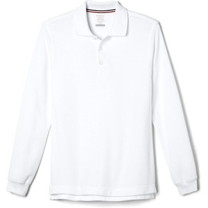 French Toast Boys Pique Polo School Uniform Shirt with Long Sleeves for Boys and Girls(White)