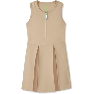 French Toast Girls’ Adaptive Zip Front Stretch Ponte Jumper(Khaki)