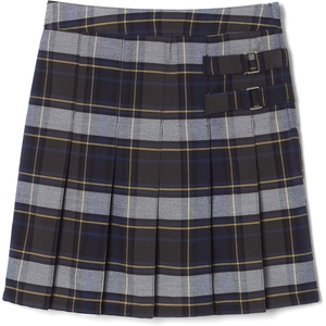 French Toast Girls’ Plaid Adjustable Waist Pleated-Front Two-tab Scooter(Blue & Gold Plaid)