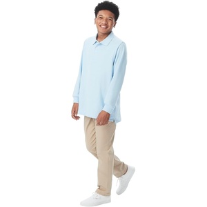French Toast Men’s Moisture Wicking Performance Sport Polo Short Sleeve Shirt(Light Blue)