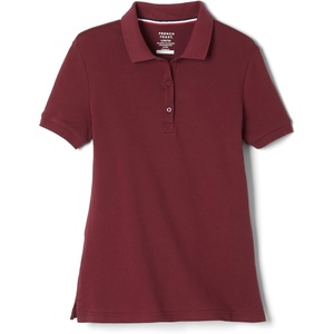French Toast Women’s Juniors’ Short Sleeve Stretch Pique Polo Shirt(Burgundy)