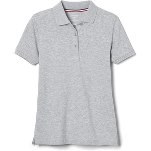 French Toast Women’s Juniors’ Short Sleeve Stretch Pique Polo Shirt(Grey)