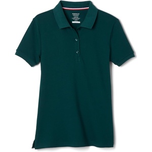 French Toast Women’s Juniors’ Short Sleeve Stretch Pique Polo Shirt(Hunter Green)