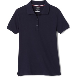 French Toast Women’s Juniors’ Short Sleeve Stretch Pique Polo Shirt(Navy)
