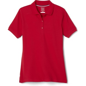 French Toast Women’s Juniors’ Short Sleeve Stretch Pique Polo Shirt(Red)