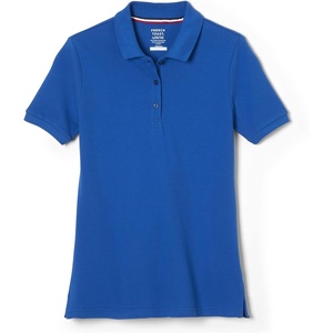 French Toast Women’s Juniors’ Short Sleeve Stretch Pique Polo Shirt(Royal)