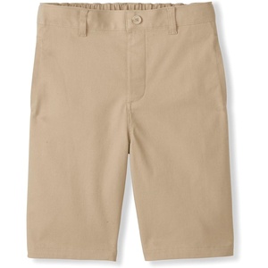 French Toast Young Men’s Adaptive Flat Front Stretch Twill Short with Hook and Loop Closure and Lift Loops(Khaki)
