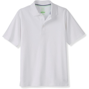 French Toast Young Men’s Adaptive Short Sleeve Interlock Polo(White)