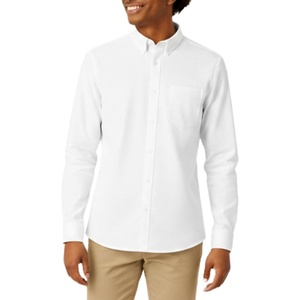 French Toast Young Men’s Expandable Collar Button Up Shirt with Long Sleeves(White)